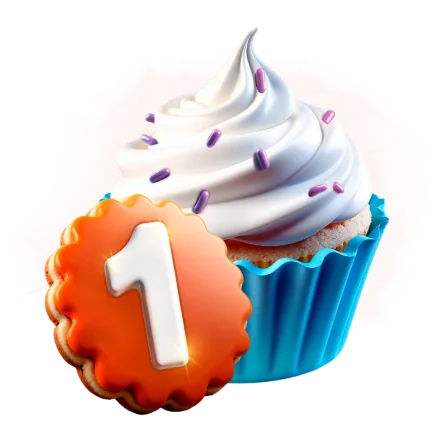 Iris Casino Bonus: Cupcake mit der 1 für 125 % auf die erste Einzahlung
