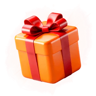 Iris Casino Login: orange Geschenkbox mit roter Schleife